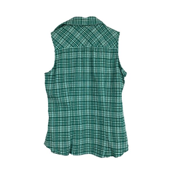 Green Plaid Sleeveless Blouse M By Great Northwest Clothing Co. - Picture 2 of 5